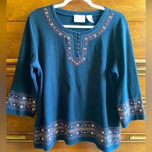 Alfred Dunner Sweater Size Large Petite PL Black & Gold